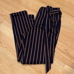 Zara striped navy burnt orange trouser